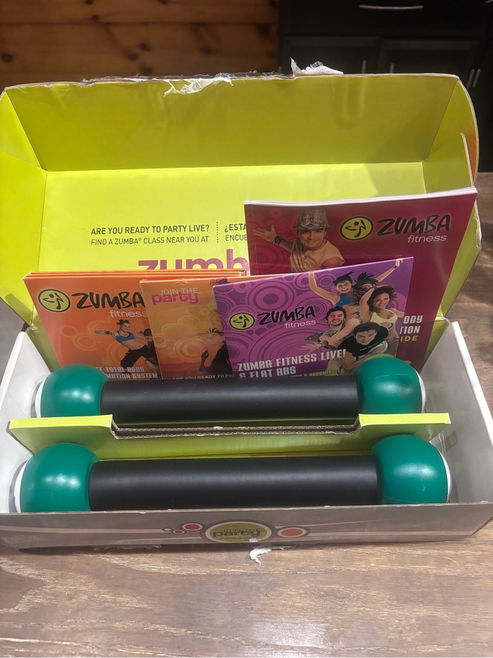 Zumba Fitness Green & Black Toning Sticks with Workout Booklets and DVD